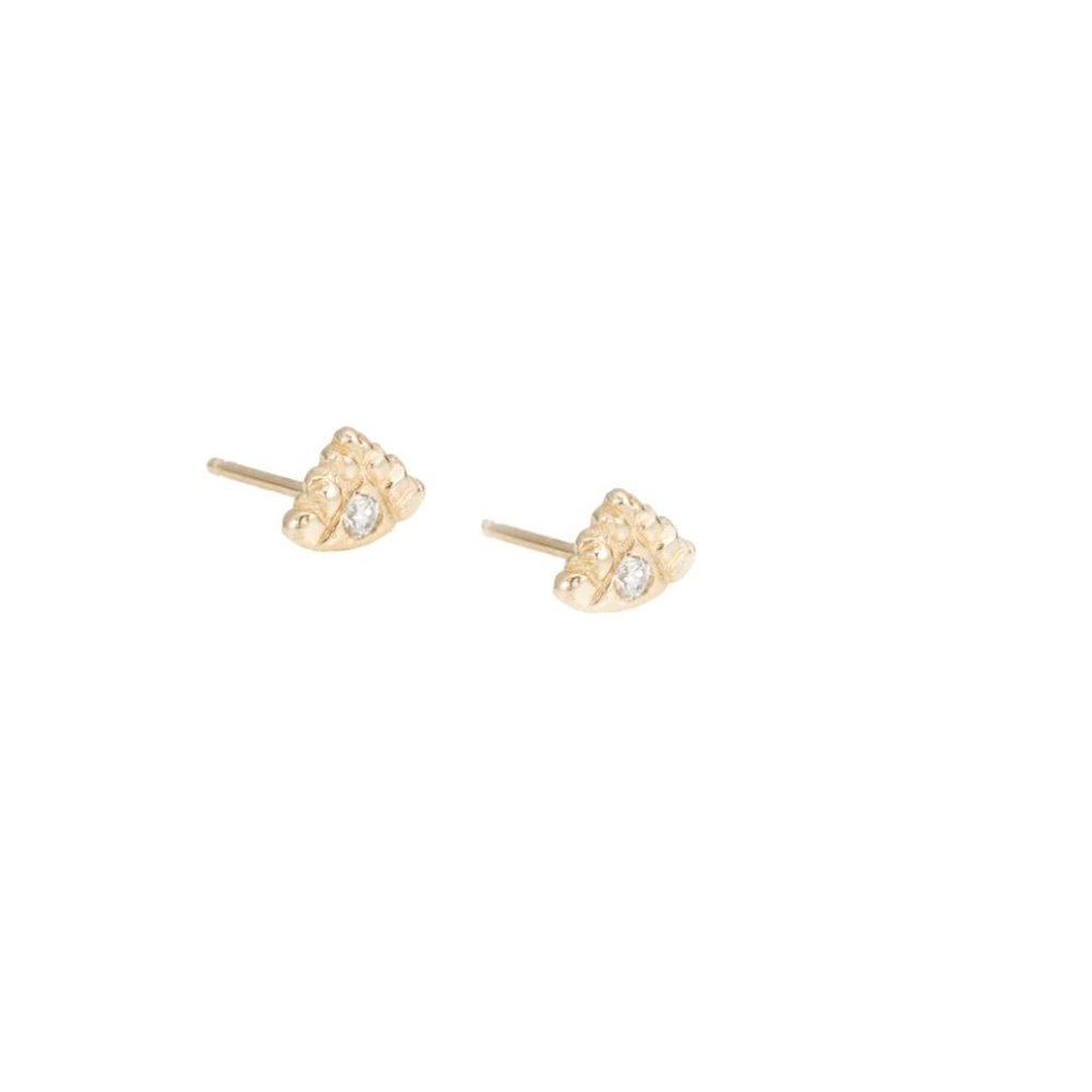 Solid Gold & Diamond Earrings by Communion By Joy (Spirts Studs, Size Small)